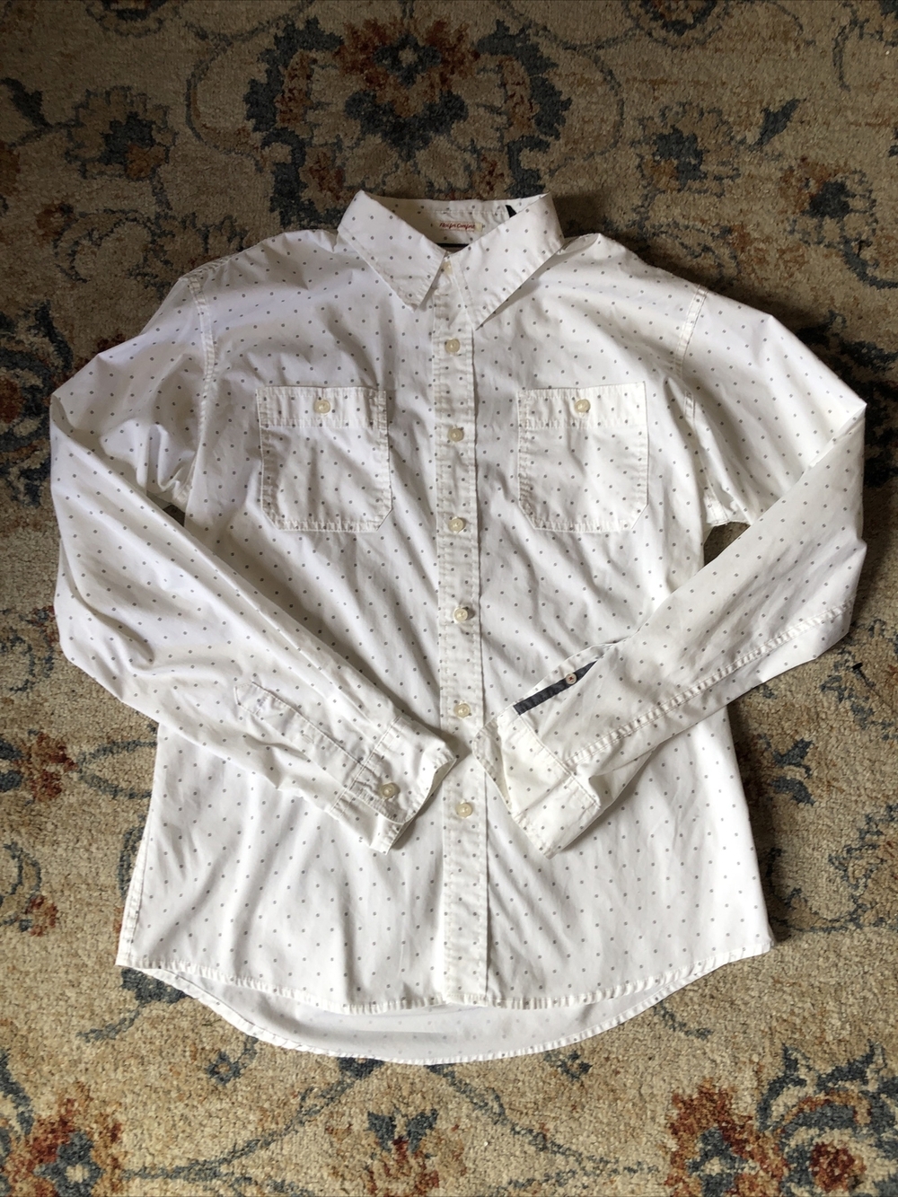 Wrangler Long Sleeve Button Shirt Men's L White Printed Flex For Comfort Stretch